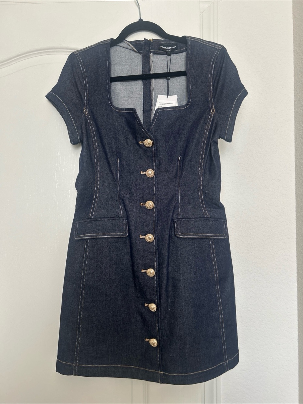 Generation Love Brunella Sheen Denim Mini Dress Women's Small - NEW $415 - Picture 3 of 6